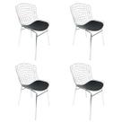 Kit 4 Cadeiras Bertoia cromada assento preto tubular - Poltronas do Sul