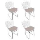 Kit 4 Cadeiras Bertoia Cromada com Assento Sintético Bege