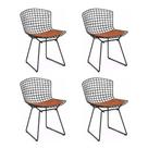Kit 4 Cadeiras Bertoia Preta com Assento Cobre