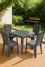 Kit 4 Cadeiras Bistrô para Jardim Cor Cinza e 1 Mesa