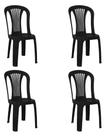 Kit 4 Cadeiras Bistrô Plástica Empilhável Preto Garden Life