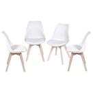 Kit 4 Cadeiras Boxbit Joly Saarinen Base Em Madeira Branca