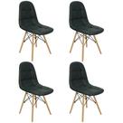 Kit 4 Cadeiras Charles Eames Botonê Eiffel Wood Estofada Couro