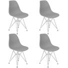Kit 4 Cadeiras Charles Eames Eiffel Base Metal Cromado