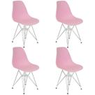 Kit 4 Cadeiras Charles Eames Eiffel Base Metal Cromado Kit 4 Cadeiras Charles Eames Eiffel Base Metal Cromado
