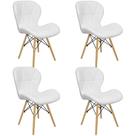 Kit 4 Cadeiras Charles Eames Eiffel Slim Wood Estofada - Branca Kit 4 Cadeiras Charles Eames Eiffel Slim Wood Estofada - Branca