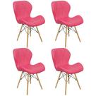Kit 4 Cadeiras Charles Eames Eiffel Slim Wood Estofada - Rosa
