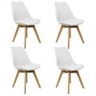 Kit 4 Cadeiras Charles Eames Leda Luisa Saarinen Design Wood Estofada Base Madeira