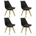 Kit 4 Cadeiras Charles Eames Leda Luisa Saarinen Design Wood Estofada Base Madeira