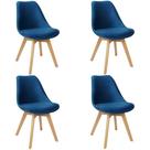 Kit 4 Cadeiras Charles Eames Leda Veludo Luisa Saarinen Estofada Base Madeira