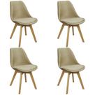 Kit 4 Cadeiras Charles Eames Leda Veludo Luisa Saarinen Estofada Base Madeira