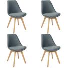 Kit 4 Cadeiras Charles Eames Leda Veludo Luisa Saarinen Estofada Base Madeira