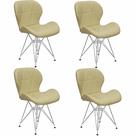 Kit 4 Cadeiras Charles Eames Slim Eiffel Base Metal Cromado