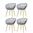 Kit 4 Cadeiras Clarice Rivatti Polipropileno Preto Base Metal