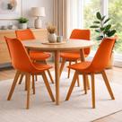 Kit 4 Cadeiras Coloridas De Jantar Com Assento Estofado Cozinha Airbnb Saarinen Wood Cores Variadas