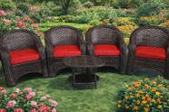 Kit 4 Cadeiras Com Mesinha 4 Poltronas e 1 Mesinha de Centro Varanda Jardim Sacada Varanda Fibras
