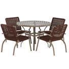 Kit 4 Cadeiras Corda Náutica e Mesa Tampo Ripado Varanda Alumínio Edícula Kit 4 Cadeiras Corda Náutica e Mesa Tampo Ripado Varanda Alumínio Edícula