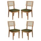 Kit 4 Cadeiras Dalla Costa 100 MDF Freijó Verde Assento Estofado Tela Kit 4 Cadeiras Dalla Costa 100 MDF Freijó Verde Assento Estofado Tela