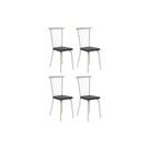 Kit 4 Cadeiras de Cozinha 154 Aço 4 Uni Prata/Courano Preto - Carraro