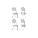 Kit 4 Cadeiras de Cozinha 190 Aço 4 Uni Prata/Courano Branco - Carraro