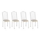 Kit 4 Cadeiras de Cozinha Alasca Estampado Rattan Pés de Ferro Branco - Pallazio
