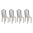 Kit 4 Cadeiras de Cozinha Alasca Estampado Rattan Pés de Ferro Cromo Preto - Pallazio