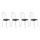 Kit 4 Cadeiras de Cozinha Califórnia Estampado Preto Florido Pés de Ferro Branco - Pallazio