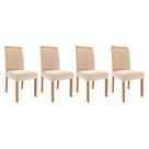 Kit 4 Cadeiras de Cozinha Clarice 4 Un Madeirado/Suede Nude Bege - Cimol