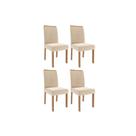 Kit 4 Cadeiras de Cozinha Clarice Wood 4 Un Carvalho/Suede Nude Bege - Cimol
