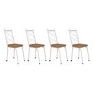 Kit 4 Cadeiras de Cozinha Delaware Estampado Rattan Bege Pés de Ferro Branco - Pallazio Kit 4 Cadeiras de Cozinha Delaware Estampado Rattan Bege Pés de Ferro Branco - Pallazio