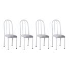 Kit 4 Cadeiras de Cozinha Flórida Estampado Prata Pés de Ferro Branco - Pallazio