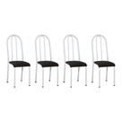 Kit 4 Cadeiras de Cozinha Flórida Estampado Preto Pés de Ferro Branco - Pallazio