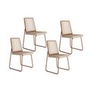 Kit 4 Cadeiras de Cozinha Wood 1751 4 Uni Rose/Linho Areia - Carraro Kit 4 Cadeiras de Cozinha Wood 1751 4 Uni Rose/Linho Areia - Carraro