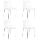 Kit 4 Cadeiras de Design Boston Sala Janta Empilhavel Resistente Exterior Interior Garden Life