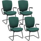 Kit 4 Cadeiras de Escritório Fixa Executiva Office Preto Slim Alta Flexi P03 Poliéster Verde -Lyam