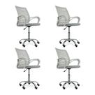 Kit 4 Cadeiras De Escritório Secretaria Diretor Roma Ergonômica - Branca