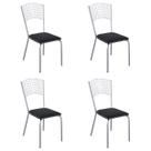 Kit 4 Cadeiras de Jantar Aço com Assento Estofado Multimóveis CR50273