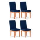 Kit 4 Cadeiras de Jantar Alice Suede Azul