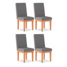 Kit 4 Cadeiras de Jantar Alice Suede Cinza