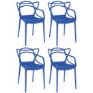 Kit 4 Cadeiras de Jantar Allegra Prática Empilhável - Azul Petróleo