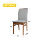 Kit 4 Cadeiras de Jantar Cozinha Estofada Tecido Linho Base Madeira Eucalipto Maciça Modelo Veneza