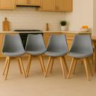 Kit 4 Cadeiras De Jantar Cozinha Saarinen Leda Design Base Madeira Preta