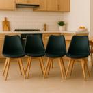 Kit 4 Cadeiras De Jantar Cozinha Saarinen Leda Design Base Madeira Preta