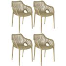 Kit 4 Cadeiras de Jantar Design Suits com Braços Empilhável em Polipropileno - Nude