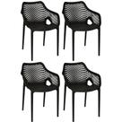 Kit 4 Cadeiras De Jantar Design Suits Com Braços Empilhável Em Polipropileno - Preto