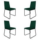Kit 4 Cadeiras de Jantar Estofada Lille Base Preta Veludo Verde - Montanaris Decor Kit 4 Cadeiras de Jantar Estofada Lille Base Preta Veludo Verde - Montanaris Decor