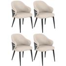 Kit 4 Cadeiras De Jantar Estofada Milano Design Italiano Com Encosto Ergonômico - Bege-cinza Escuro Kit 4 Cadeiras De Jantar Estofada Milano Design Italiano Com Encosto Ergonômico - Bege-cinza Escuro