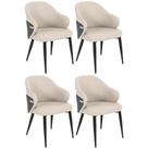 Kit 4 Cadeiras de Jantar Estofada Milano Design Italiano com Encosto Ergonômico - Bege/Cinza Escuro