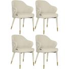 Kit 4 Cadeiras de Jantar Estofada Milano Design Italiano com Encosto Ergonômico - Creme/Cinza