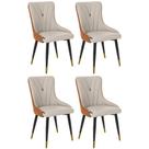 Kit 4 Cadeiras de Jantar Estofada Verona Design Italiano Encosto Anatômico Base Metálica Reforçada - Bege/Caramelo